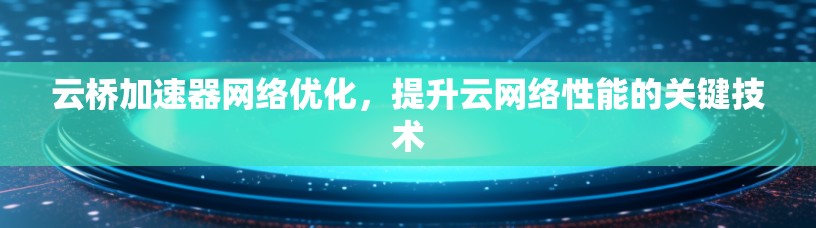 云桥加速器网络优化,提升云网络性能的关键技术 云桥加速器网络优化,提升云网络性能的关键技术